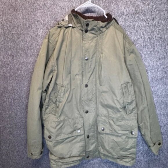 ORVIS WAX CLOTH Mens MED Ranch Field Barn Chore Jacket Detachable Hood Hunting - Picture 1 of 16